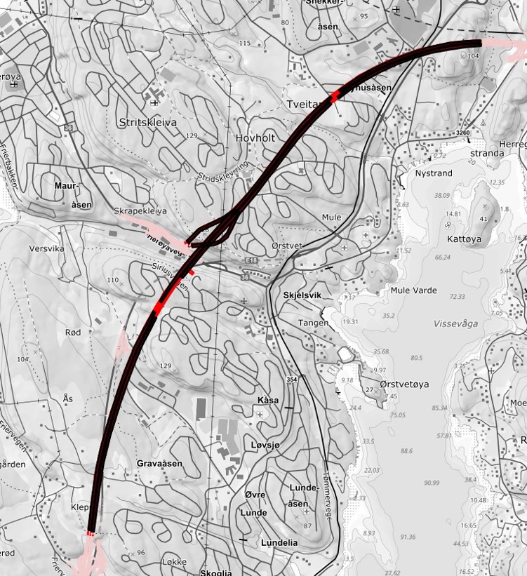 Grenlandstunnelen per 8. november 2024.