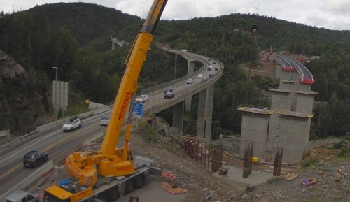 Mobilkran i arbeid E18 Rugtvedt Langangen