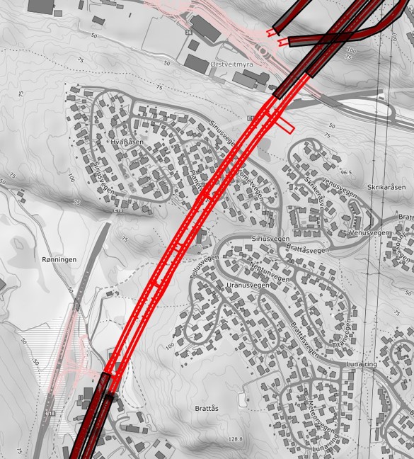 Gjenstående driving mellom Skjelsvikdalen og Kjørholt, tunnelarbeidene vil i ukene framover bevege seg inn under Brattås.