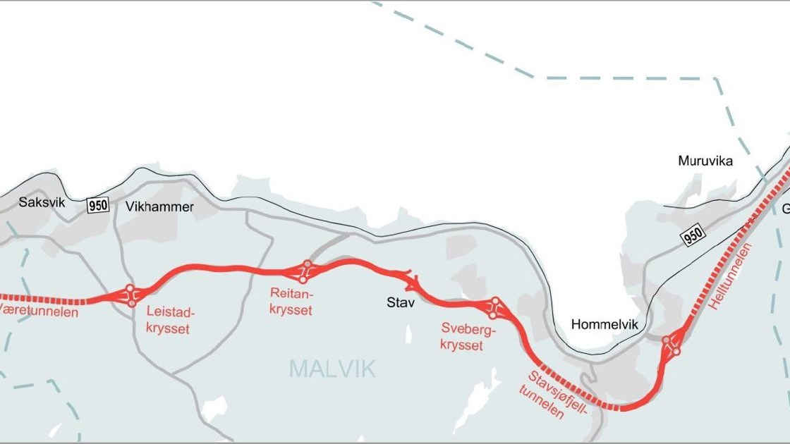 Kartillustrasjon E6 Ranheim - Værnes