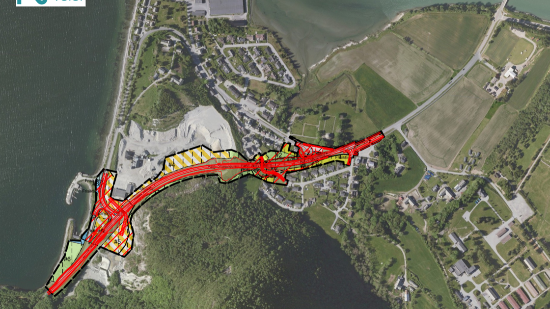 Illustrasjon av ny veilinje på Veblungsnes